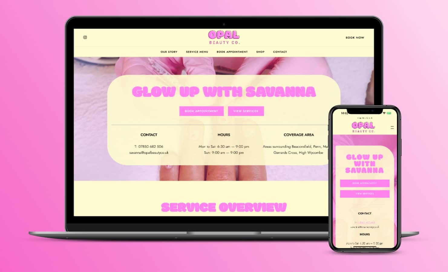 Opal Beauty Co website Mockup high res